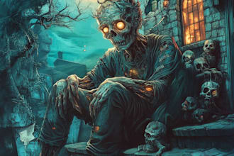 awesome artwork for dark art, horror character illustration