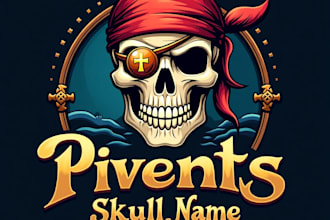 design high quality esport pirate skull mascot logo with free source file