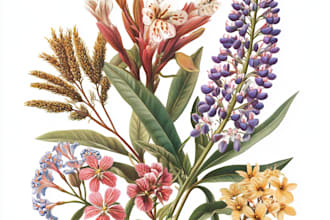 watercolor botanical illustrations of flowers and plants