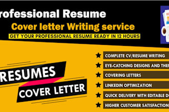 do cover letter, professional resume, CV, and linkedin services