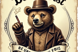 design high quality vintage bear smoking mascot logo with fastest delivery