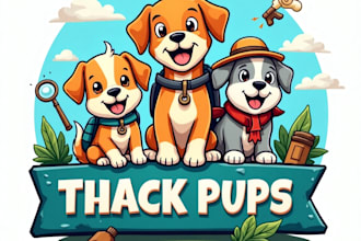 design high quality adventurous puppies mascot logo for your business
