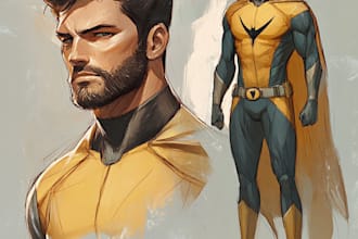 create concept art superhero character for comics cartoon