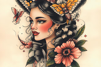 create awesome old school tattoo style design