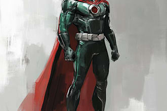 create concept art superhero character design for comics