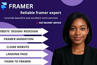 design and develop framer website, figma to framer, animations, landing page