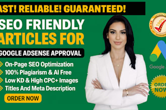 write 30 unique bulk SEO friendly articles for guarantee google adsense approval