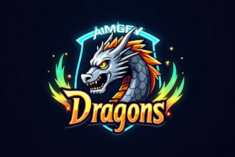 design outstanding angry dragon head mascot logo with express delivery