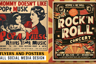 design creative music poster retro vintage film, party, event posters and flyers