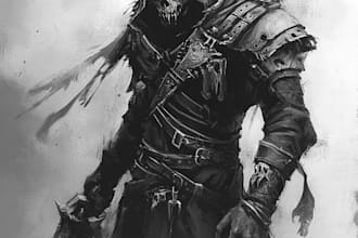 draw a horror and fantasy horror character art