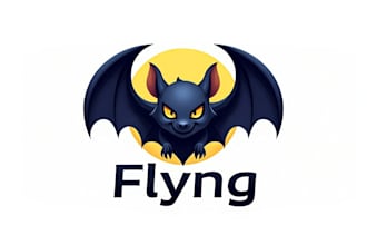 make eye catching flying bat mascot logo design without any copyright concept