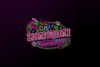design old school vegas neon cannabis logo