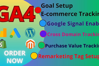 fix or set up google analytics 4, ga4 ecommerce tracking,conversion tracking GTM