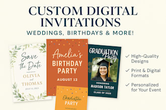 design digital wedding invitation birthday invitation card graduation invitation
