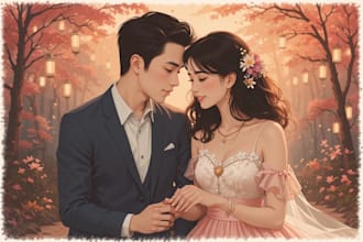 draw  a romantic family couple portrait
