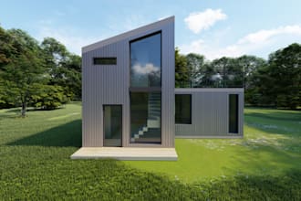 3d modeling and render cabin, cottage, tiny house architecture