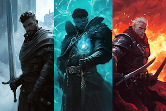 make fantasy character design use d and d, illustration