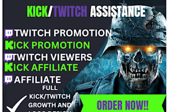 do organic twitch promotion, kick channel promotion to real and active audience