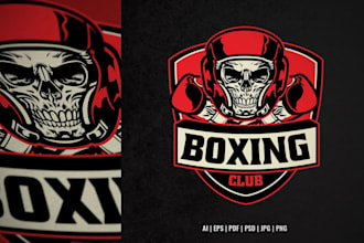 create muscle bodybuilder skull boxing gym logo