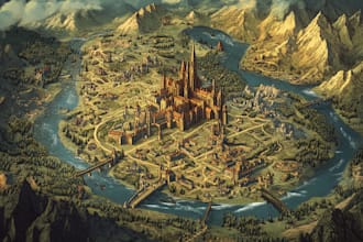 create fantasy world map design rpg custom map illustration