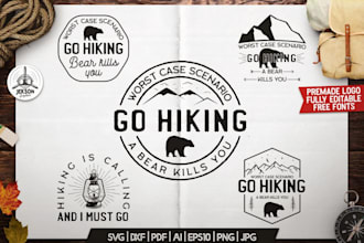 make retro hiking badges camping adventure t shirt prints logo
