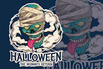 do halloween bomber piranha mascot logo illustration