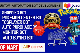 develop auto purchase bot, scalper bot, pokemon center bot inventory monitor bot