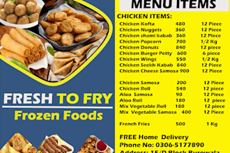 create logo design, web banner, business card and menu card