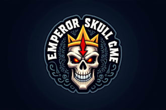 design high quality emperor skull head mascot logo in 12 hours