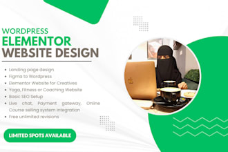 design responsive wordpress elementor website or  landing page or yoga website