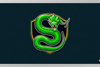 design eye catchy green viper snack mascot logo in express delivery