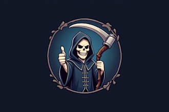 design high quality skull reaper mascot logo in express delivery