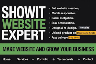 design, redesign customize showit website or template with blog, SEO print store