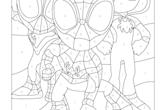 color by number and printable coloring pages for kildren in vector
