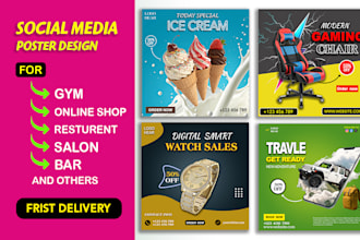 design restaurant gym party stories lawn care facebook instagram ads post design