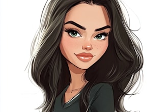 draw half body full color caricature