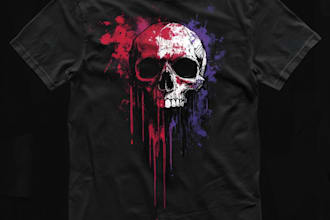 draw dark art, horror or skull illustration tshirt design