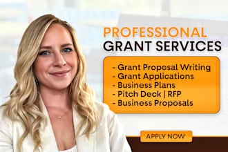 write grant proposal, research, application, business plan, pitch deck