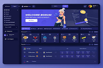 develop fantasy sport bet website, crypto bet app, crash game, slot, blackjack