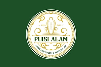 make iconic powerful brand logo for premium gardening tools
