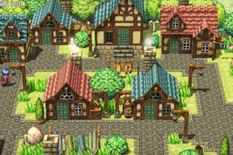 create pixel art tileset tilemap, top down pixel tileset game asset props hud