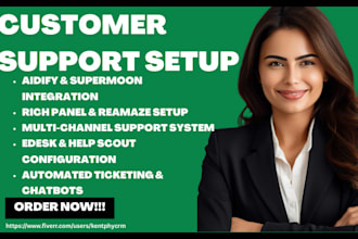 setup customer support aidify supermoon richpanel reamaze help scount edesk avis