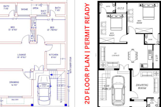 2d floor plan building permit set zoning drawing architectural layout adu design