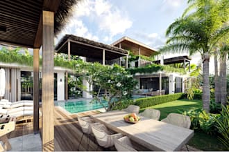 upgrade forest villa exterior,courtyard space,revit balcony,3d forest cabin,ue5