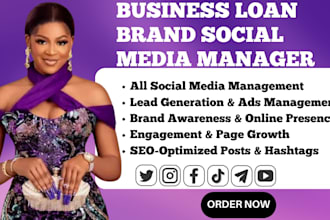 be your social media business loan, sba loan, business plan brand manager