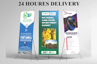 design a roll up banner, pull up, or roller banner
