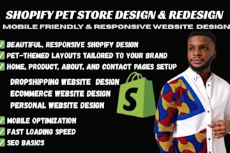 shopify pet store design, redesign dropshipping pet store website pet products
