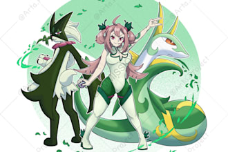 create custom illustration trainer and pokemon or fakemon