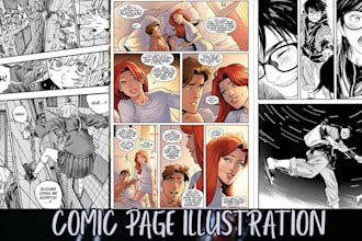 illustrate comic strip, comic page, storyboard, graphic novels and book cover