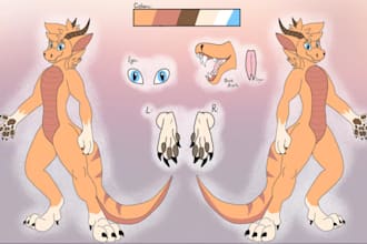 draw your furry refsheet, furry anthro, furry oc, and furry reference sheet